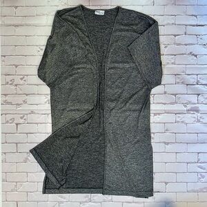 Zara Woman Open-Front Dark Gray Long Cardigan